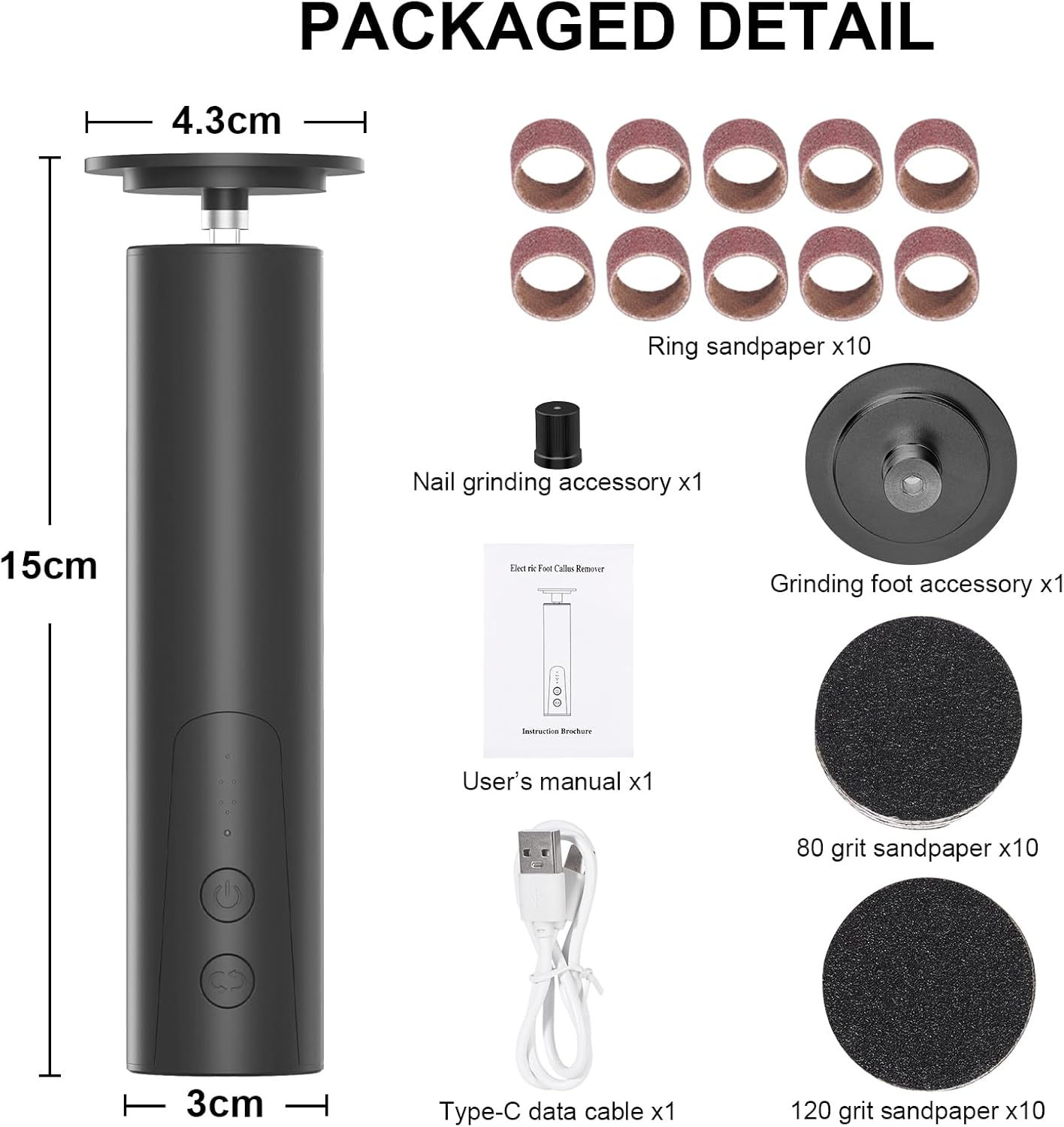 ele ELEOPTION Electric Callus Remover for Feet Electric Foot File Nail Grinder 6 Speed Adjustable Rechargeable Professional Foot Sander Pedicure Tool for Feet Dry Dead Skin Black