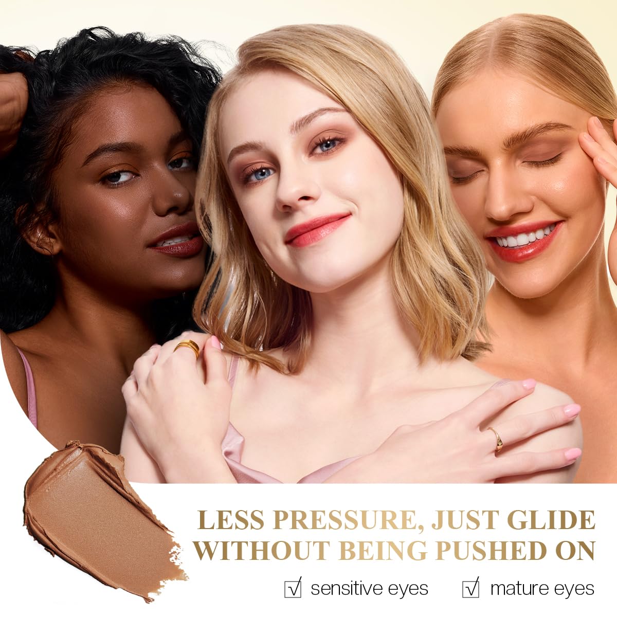 Eyeshadow Makeup Stick, Cream Shimmer, Eyeshadow Highlighter Makeup Eye Brightener Pencil Sticks Cosmetics, with Built-in Brush and Sharpener