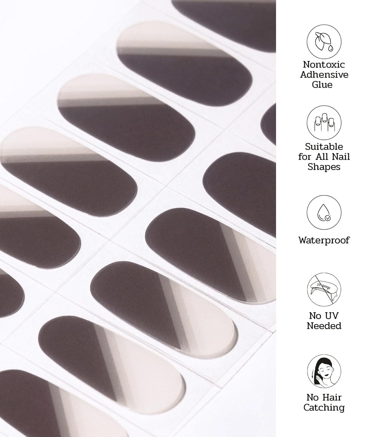 Nail Polish Strips - 22 Pcs Salon Quality Gel Nail Stickers - Long Lasting Wraps (Lost in Maze Brown&White)