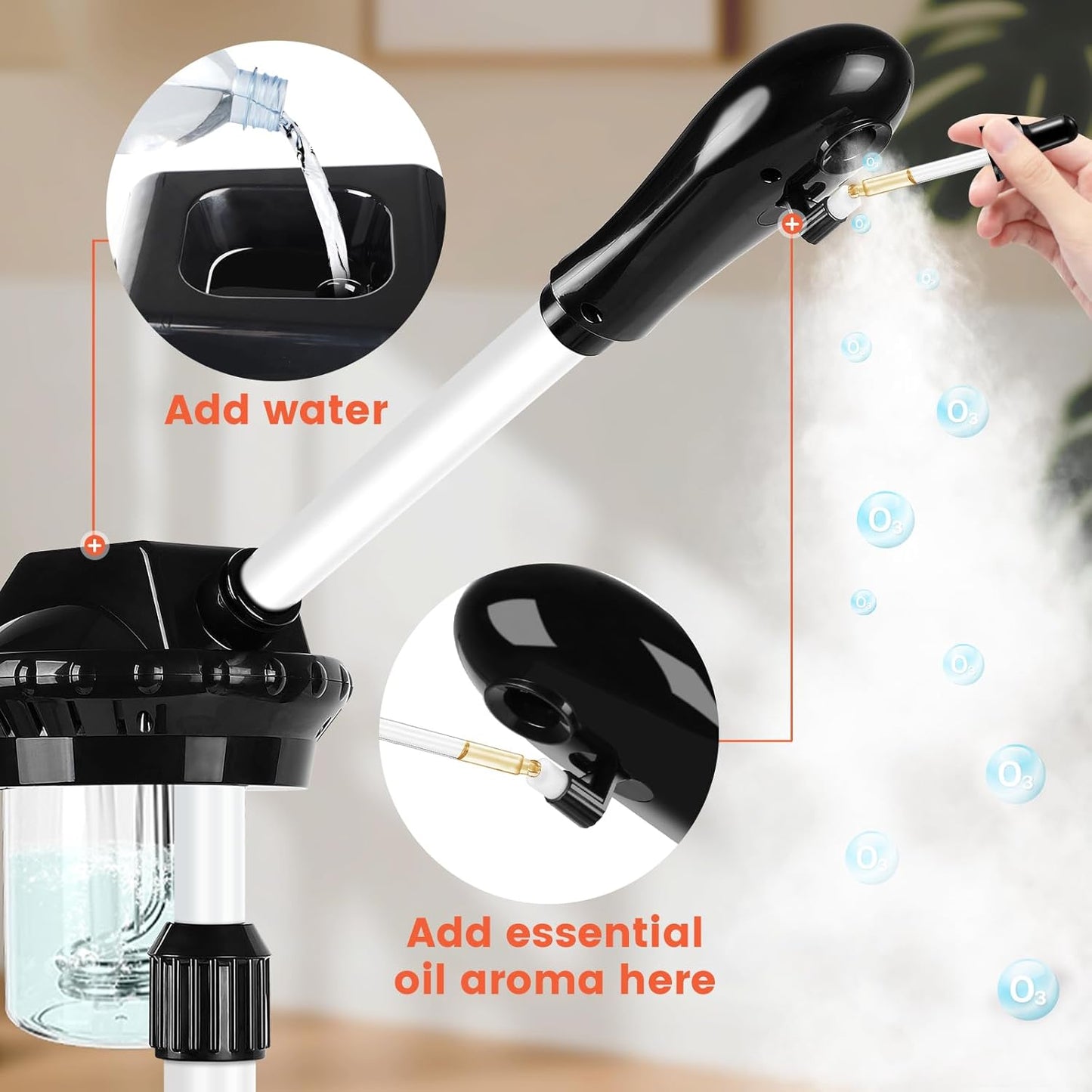 Professional Facial Steamer, Stand on Wheels Face Steamer, SPA Ozone Nano Steamer for Facials