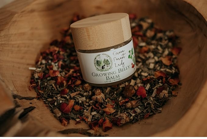 Green Forest Lady-Organic Growing Belly Balm to Support Skin as it Stretches in Pregnancy | Improves Elasticity | Moisturizes Skin | Soothes Itching | 2 FL. OZ./59.15 ML.
