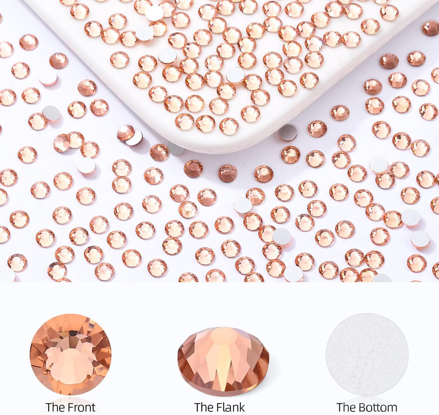 Champagne Flatback Rhinestones, Glass Rhinestones for Nail Art and Craft, Glue Fix, Loose Crystal Gemstones(Champagne, SS20, 1440pcs, 4.6-4.8mm)