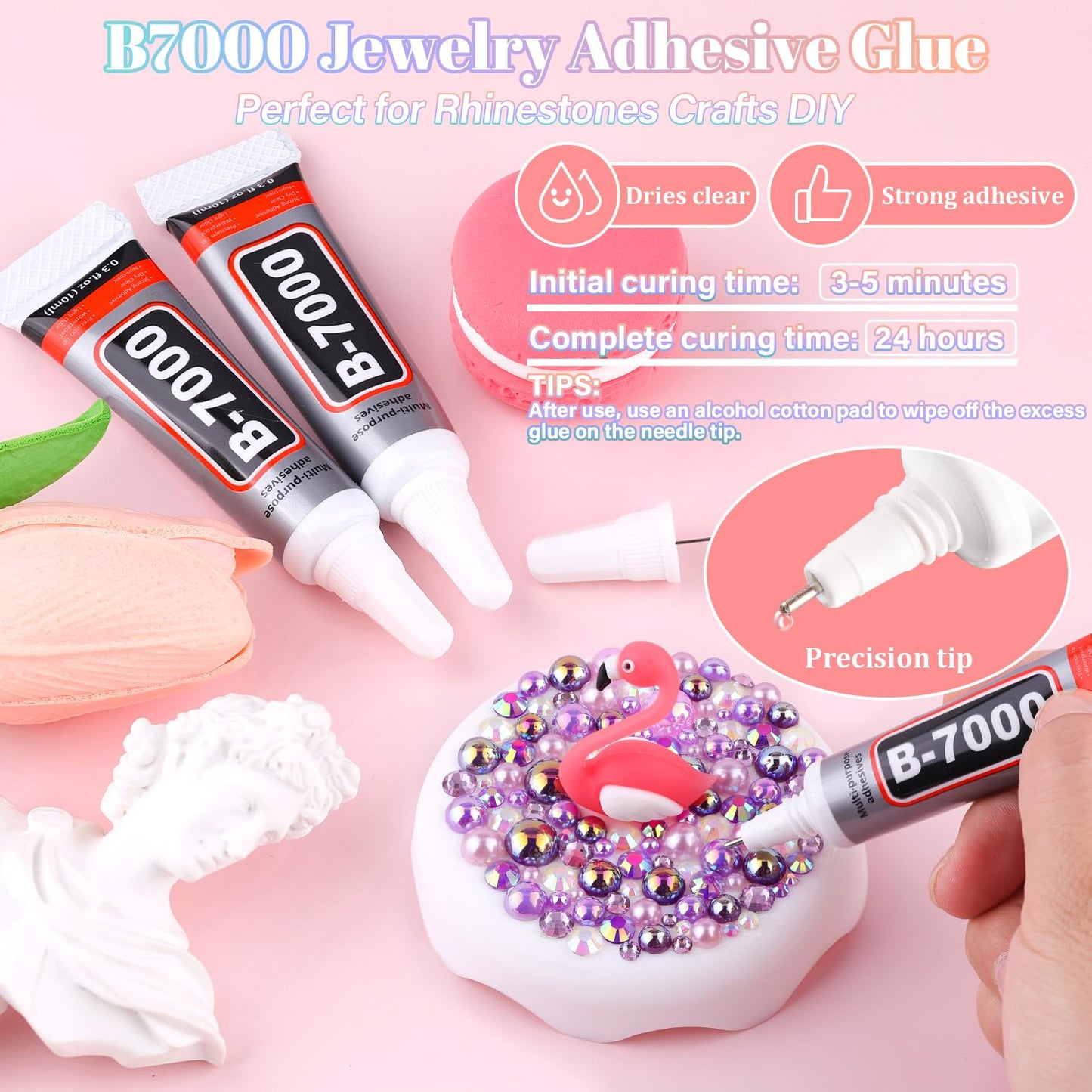 9000Pcs Flatback Pearls and Rhinestones for Crafting, Purple Series Mixed Size 3-8mm Resin Rhinestones and Half Pearls for Bedazzling, Nail Art and Decoration with 3pcs B7000 Jewelry Glue