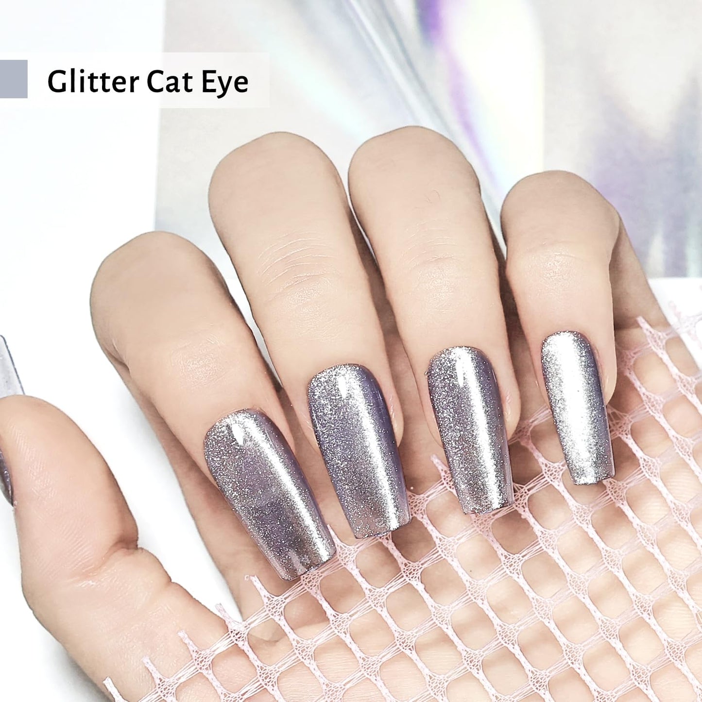 JODSONE 16.5ml Cat Eye Gel Nail Polish Silver for Holographic Glitter Cat Eye with Magnet Need U V Curing