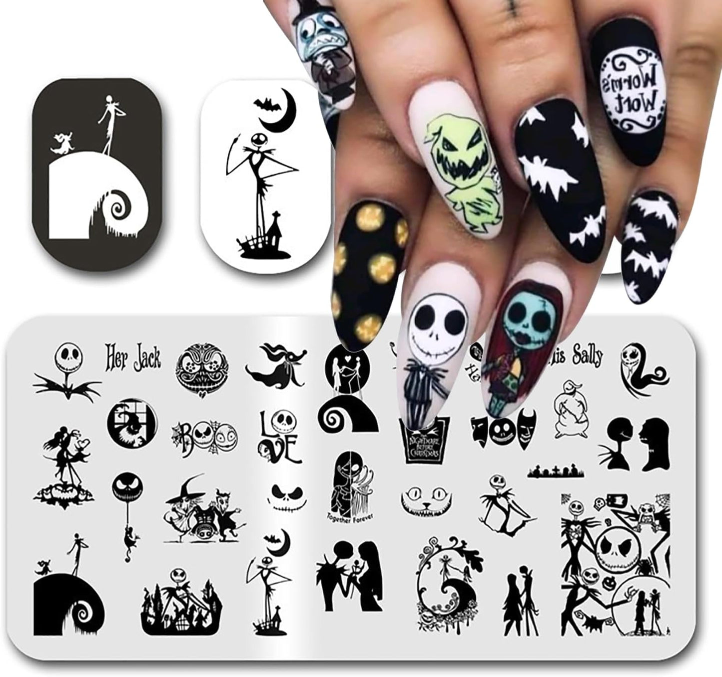 Halloween Nail Stamping Plate Nightmare Christmas Nails Stamping Kit The Day of Dead Ghost Holiday Nail Stamping Plate Halloween Nail Stamper Kit for Women Girls DIY Salon
