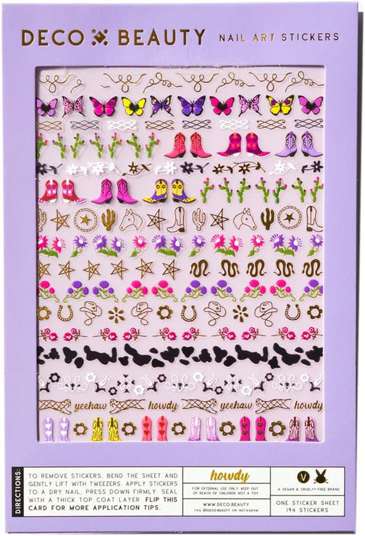Howdy Nail Stickers - Lightweight & Easy-to-Apply Nail Art with Cute & Trendy Designs - Durable & Long-Lasting Nail Stickers for Women, Ideal for DIY Manicures