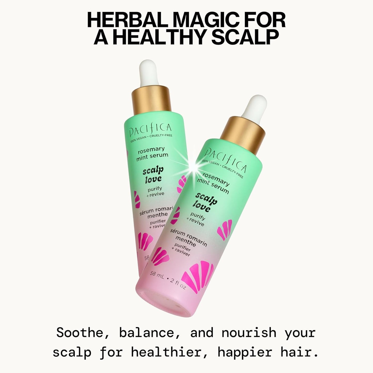 Pacifica Scalp Love Rosemary Mint Serum - Dry, Flaky, and Itchy Scalp Serum, Hydrating, Moisturizing, and Calming Treatment Formulated with Witch Hazel, Vegan and Cruelty-Free - 2 Fl Oz