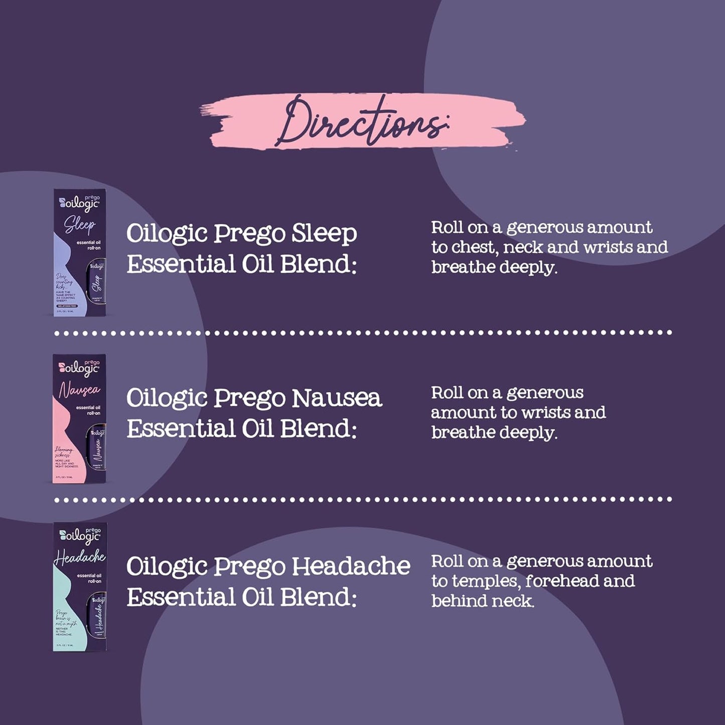 Oilogic Roll-On Essential Oils Set for Pregnant Women - 100% Pure Essential Oil Roller for Pregnancy - Sleep, Comfort, & Wellness Blends Safe for Pregnant Moms, 0.3 Fl Oz (Pack of 3)