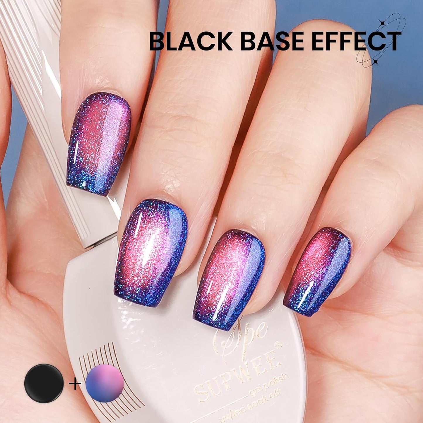 9D CatEye Gel Nail Polish Holographic Blue Aurora Magnetic Cat Eye Gel Reflective Glitter Shimmer Effect with Magnet Soak Off Salon DIY at Home