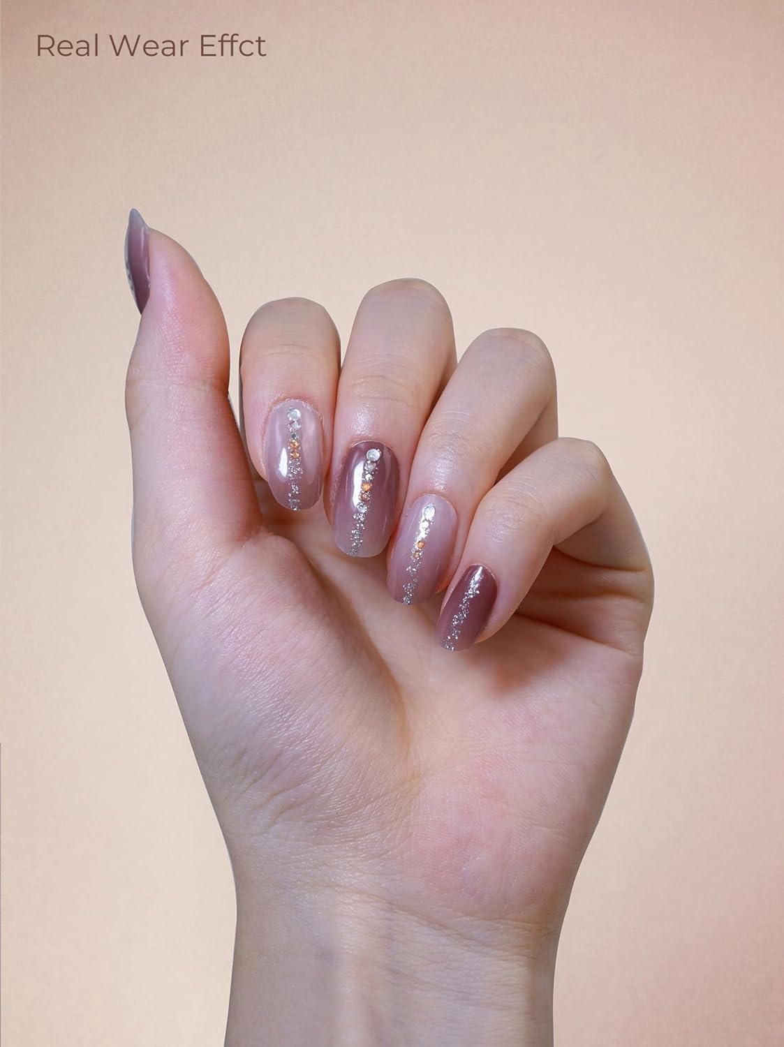 Pre Cured Gel Nail Strips - 44PCS Salon Quality Gel Nail Stickers - Long Lasting Polish Wraps for Women no UV Light Needed Easy Apply& Remove (Mystic Purple）