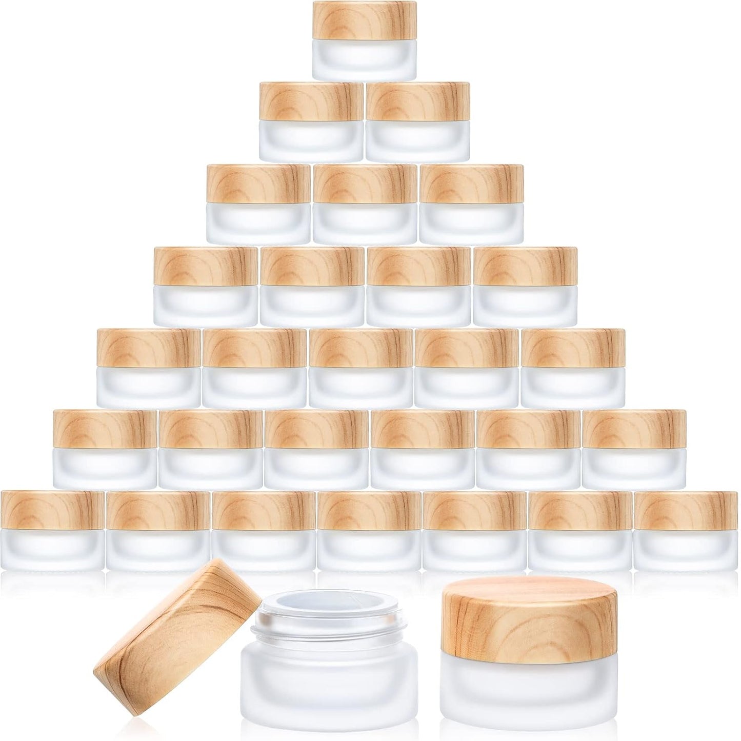 Geiserailie 30 Pieces Glass Cosmetic Containers Empty Sample Jars with Leak Proof Lids Makeup Sample Containers for Lotion Cream Cosmetic (10 Gram)