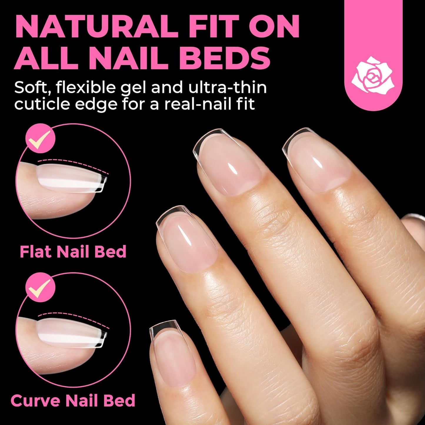 UNA GELLA Extra Short Coffin Nails Tips: 504pcs Pre-etched XS Short Nails, 12 Sizes Clear Coffin Press on Nails Full Cover Gel Tips Acrylic False Fake Nails Extension DIY Salon