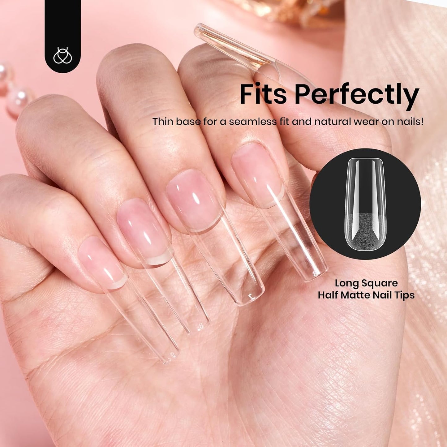 Beetles Gel Nail Tips Long Square 10 Sizes, 288Pcs Pre Shaped Half Matte Press On Nails Gelly Tips False Nails for Gel Nail DIY Art Nail Extensions Acrylic Nails Gift