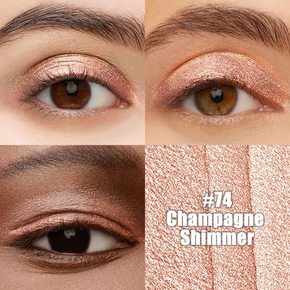 Champagne Shimmer Cream Eye Shadow Stick Makeup for Women, Shimmer Eyeliner Pencil Eyeshadow Brightener Stick for Eyes, Waterproof Eyeshadow Applicator Blendable sombras para ojos 74#