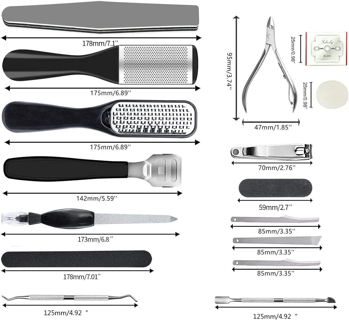 Pedicure Kit, 36 in 1 Foot Care Tools Stainless Steel Foot Rasp Dead Skin Remover for Home & Travel…