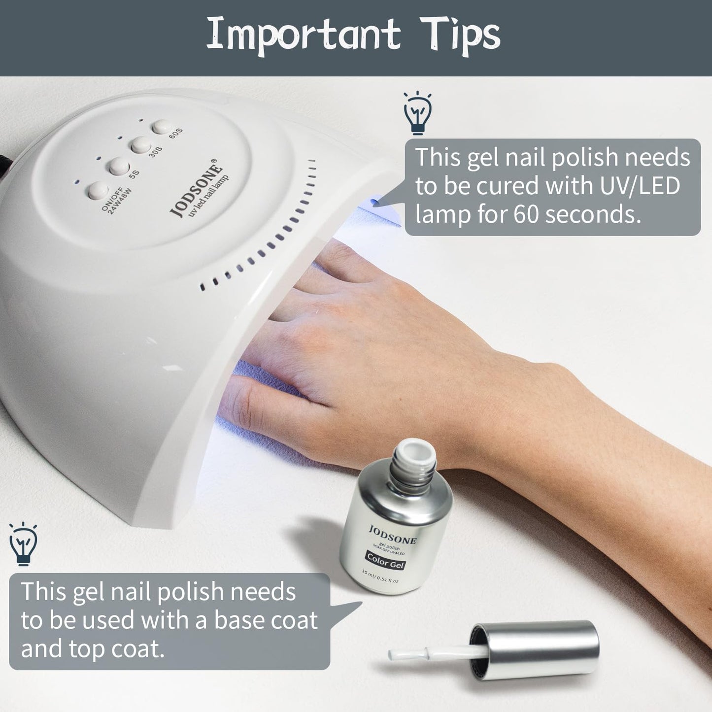 JODSONE 15ml White Gel Nail Polish Soak Off Led Gel Polish Nail Art Manicure Salon Diy Home For Girl