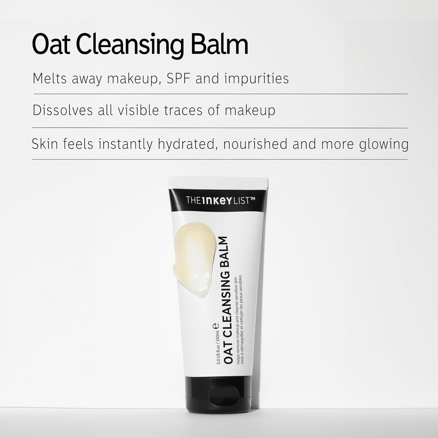 The INKEY List Oat Cleansing Balm 5 Fl Oz/150ml, Dissolves Makeup, Nourishing Skincare, Gentle Cleanser, Vegan Friendly, Suitable For All Skin Types