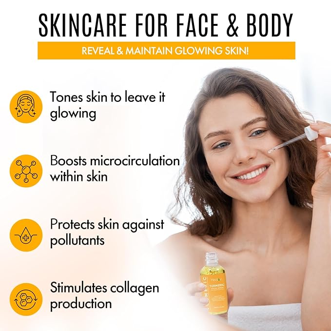 Turmeric Skincare Set - Turmeric Skin Care Products Brightening & Acne - Turmeric Skin Care Kit, Turmeric Skin Care Set - Turmeric Cleanser, Body Scrub, Face Cream & Facial Serum