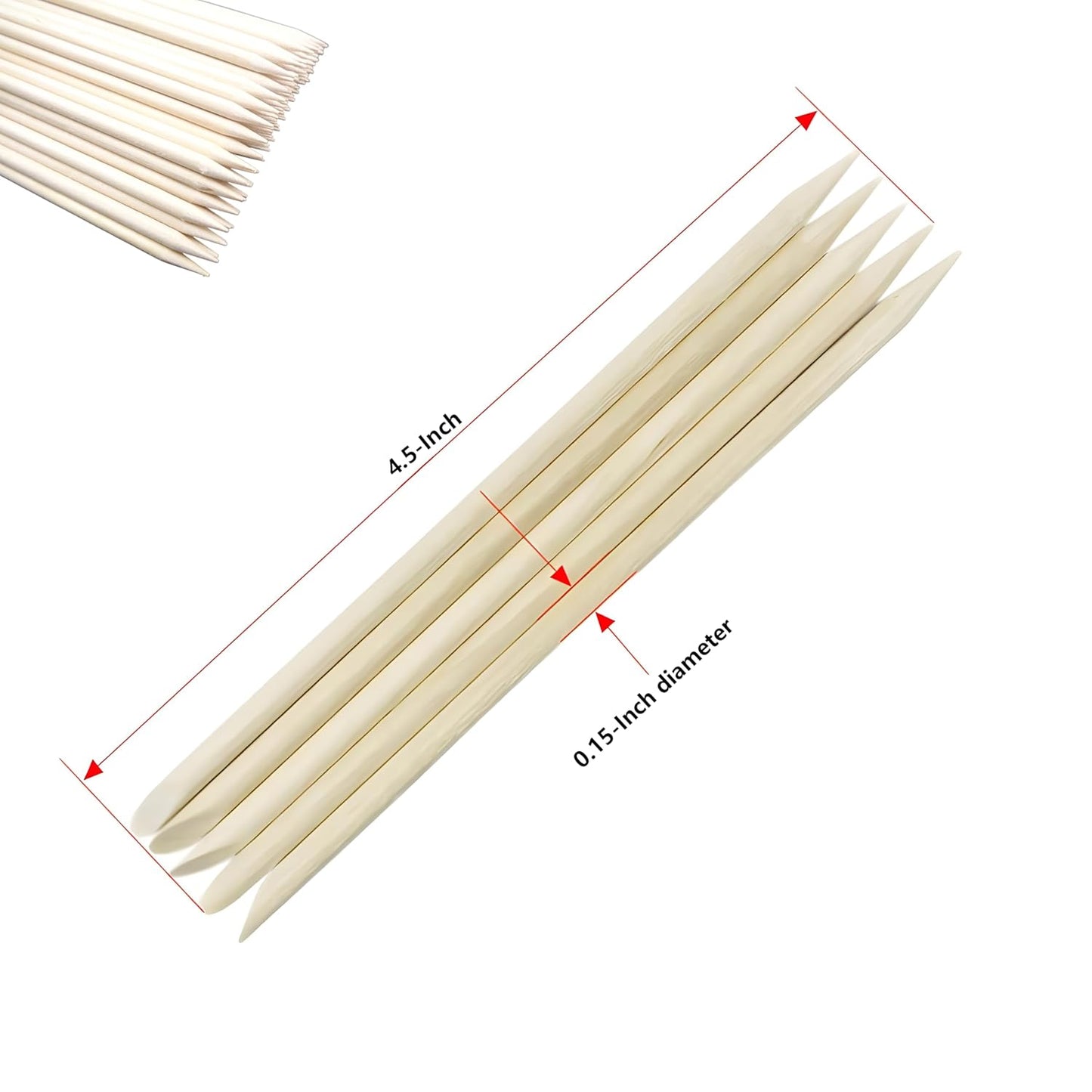 100-Pack Nail Art Wood Stick, Double Heads Nail Cuticle Pusher Remover Manicure Pedicure Tool