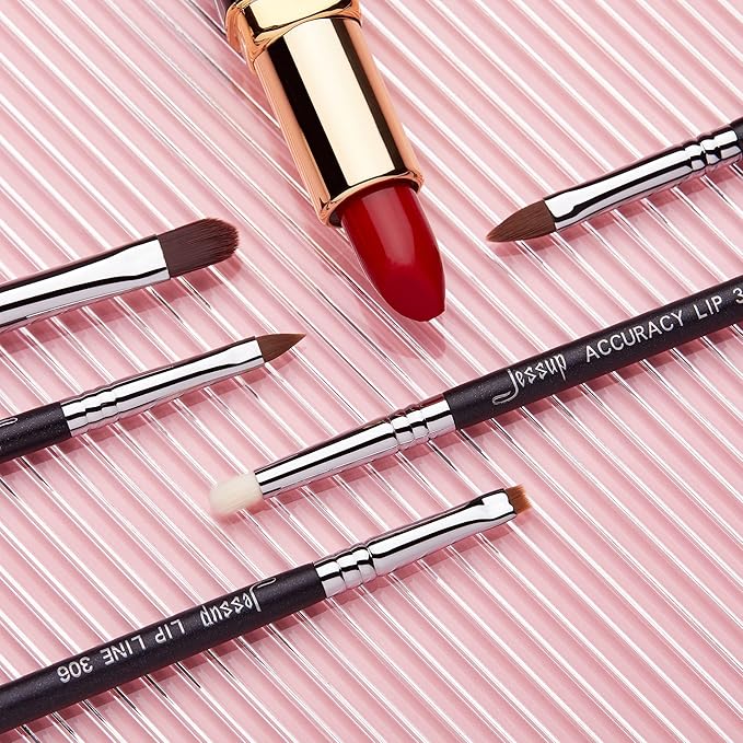Jessup Lip Brush Set, Professional Lip Makeup Brushes for Lipstick Streak-Free Contour Define and Accentuate, Premium Synthetic Hair, 5pcs T325