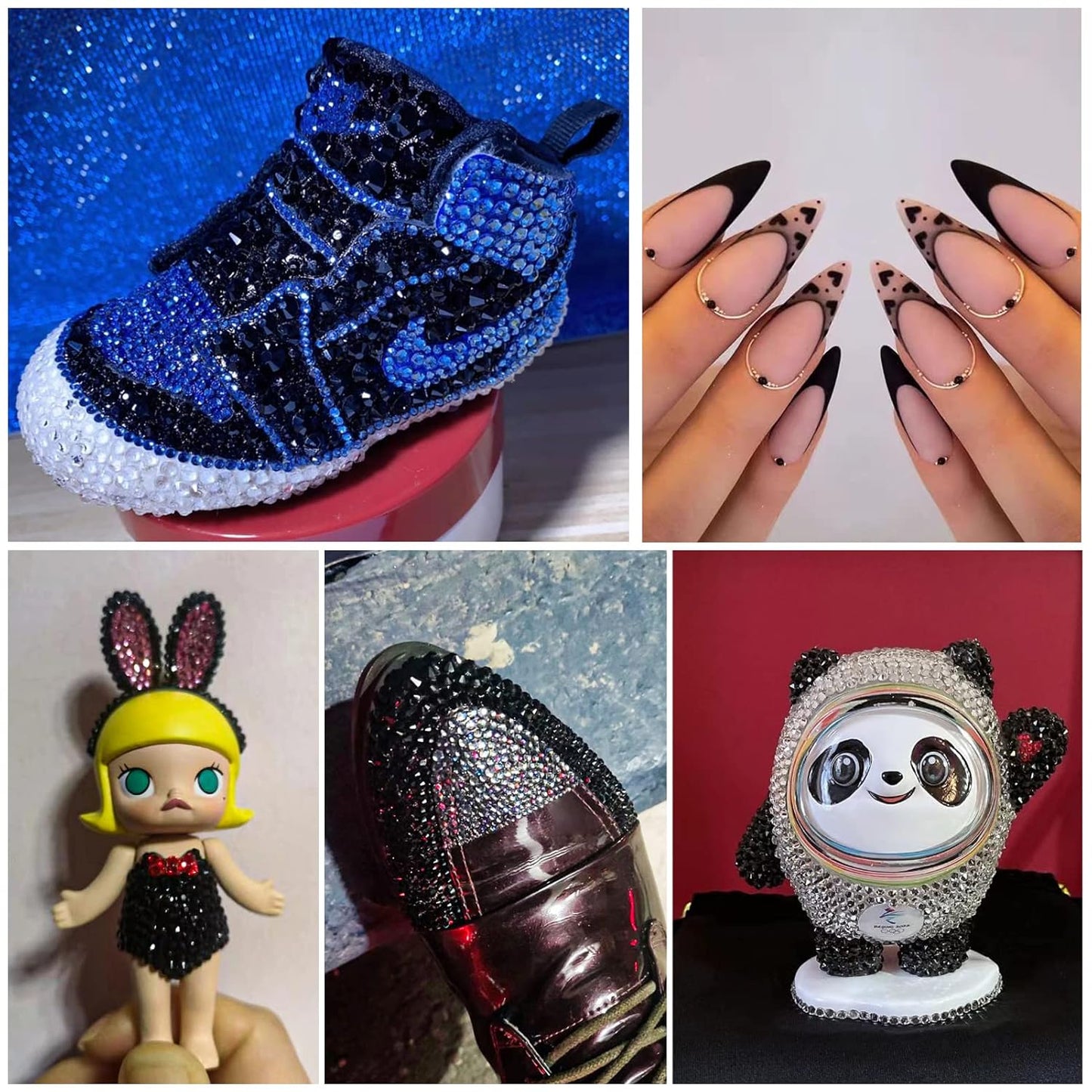 beadsland 1440 Piece Flat Back Crystal Rhinestones Round Gems,1.3mm-6.5mm, Black(SS16(3.8-4.0mm))