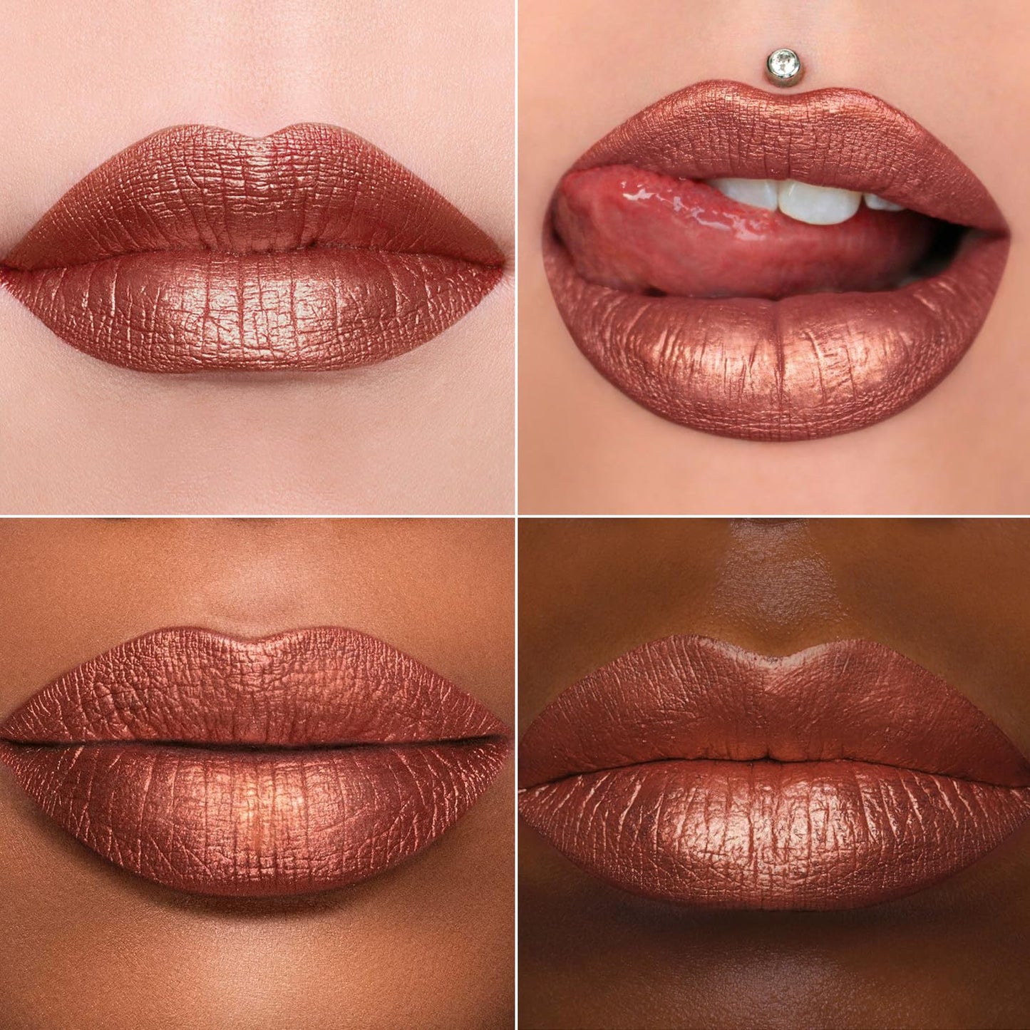 MAKI YIKA 3Pc Metallic Lipstick Long Lasting Pink Brown Red Glitter Lipsticks High Shine Lipstick No Smudge No Transfer Liquid Lip Gloss (Pink/Brown/Red)
