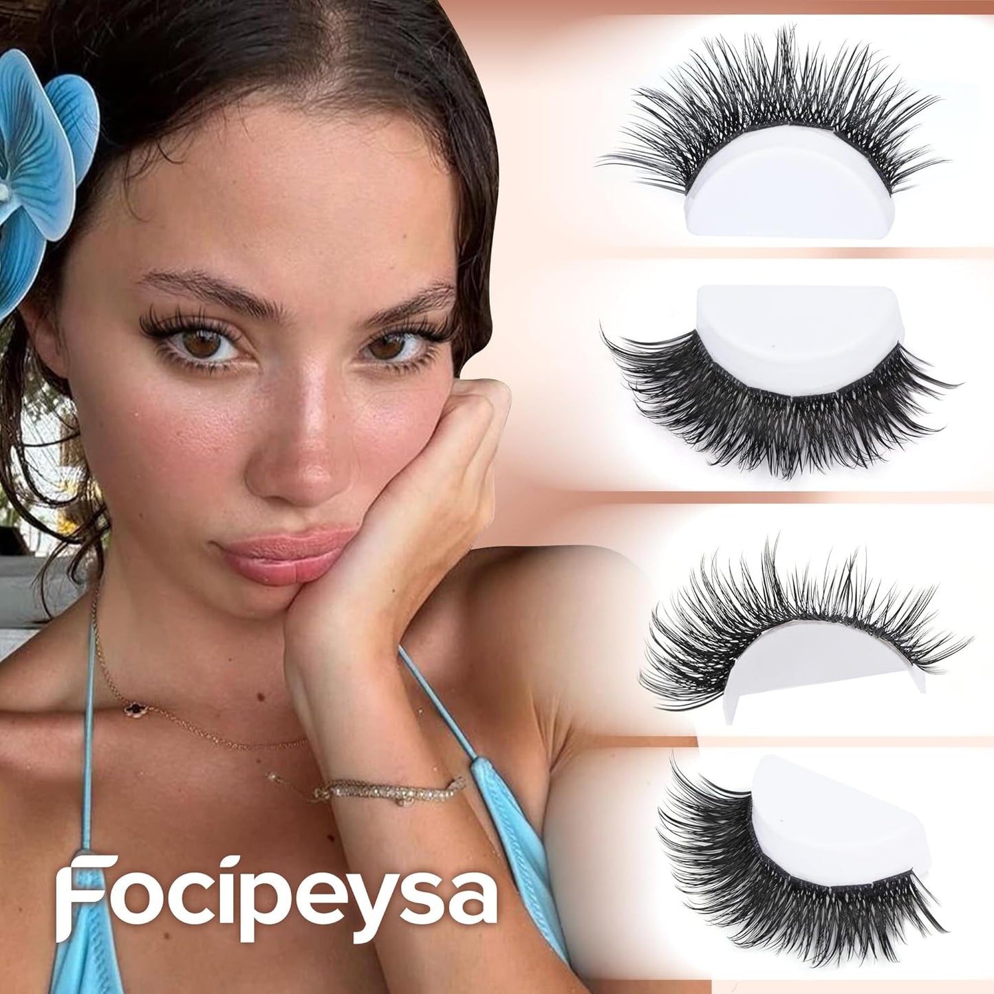 Focipeysa Wispy Lash Clusters Natural Eyelashes Extensions 10-16mm Cluster Lash Extensions C-Curl Lashes Extensions with Bottom Lashes Salon Effect Individual Eyelash DIY Eyelashes Clusters at Home
