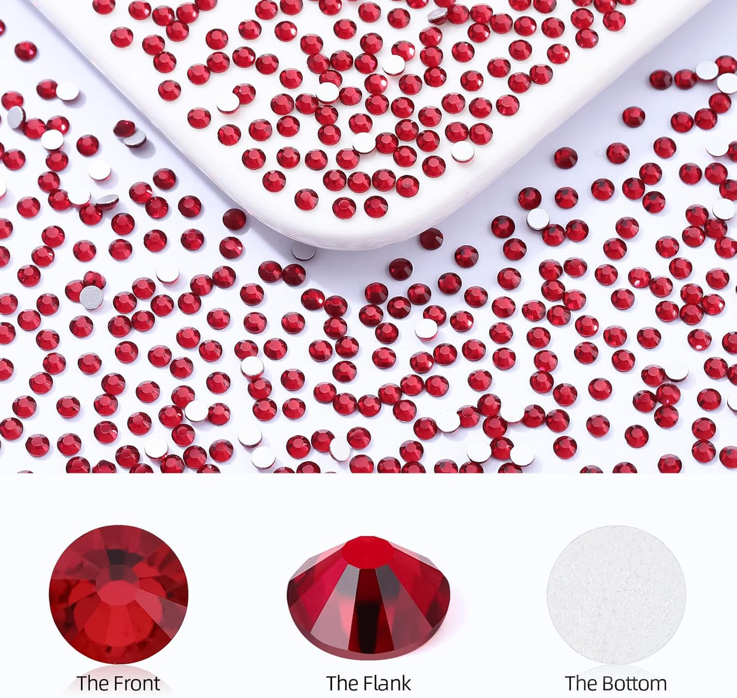 Siam Flatback Rhinestones, Glass Rhinestones for Nail Art and Craft, Glue Fix, Loose Crystal Gemstones(Siam, SS6, 1440pcs, 1.9-2.0mm)