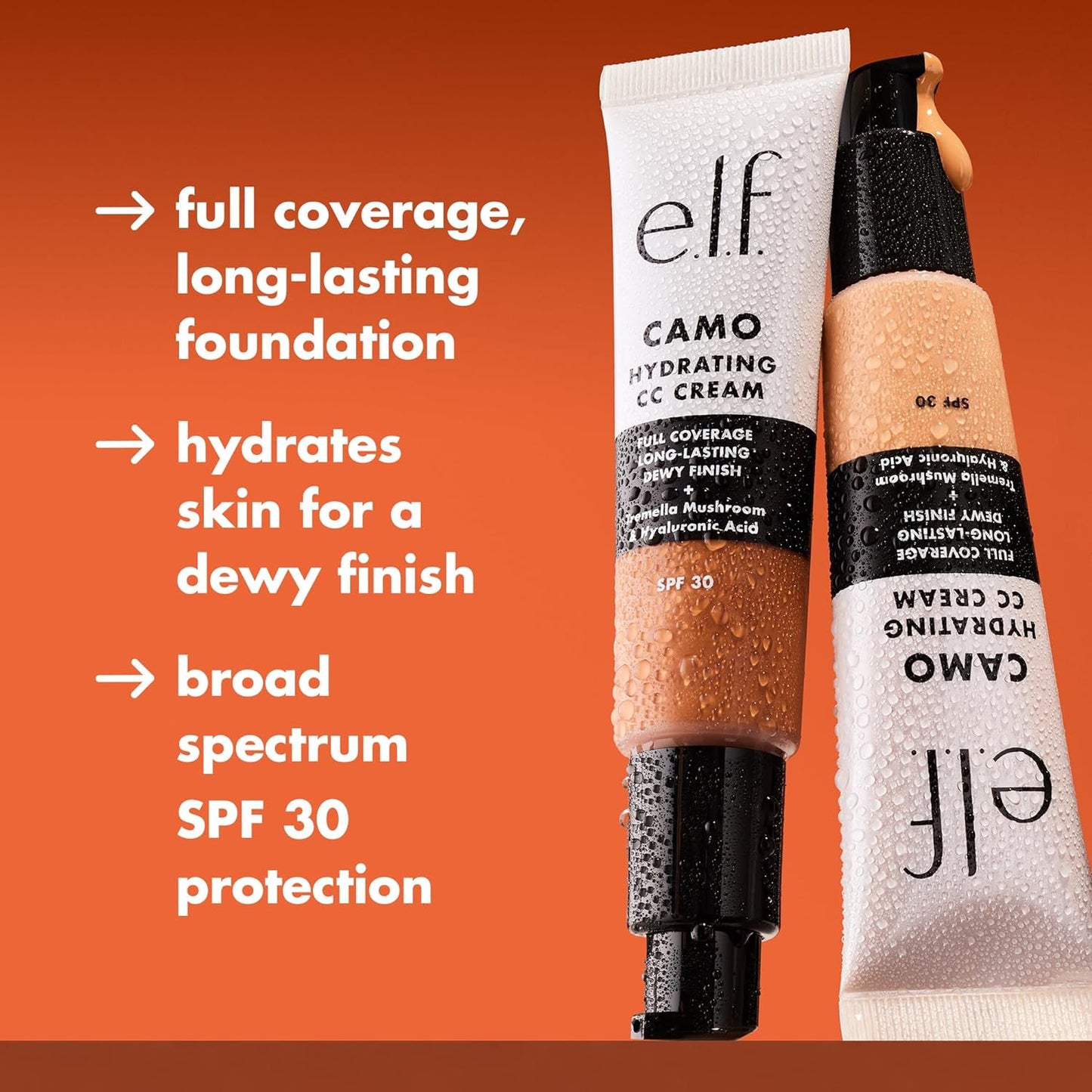 e.l.f. Hydrating Camo CC Cream, SPF 30, Color Correcting Full Coverage Foundation For A Dewy Finish, Vegan & Cruelty-Free, Deep 560 C