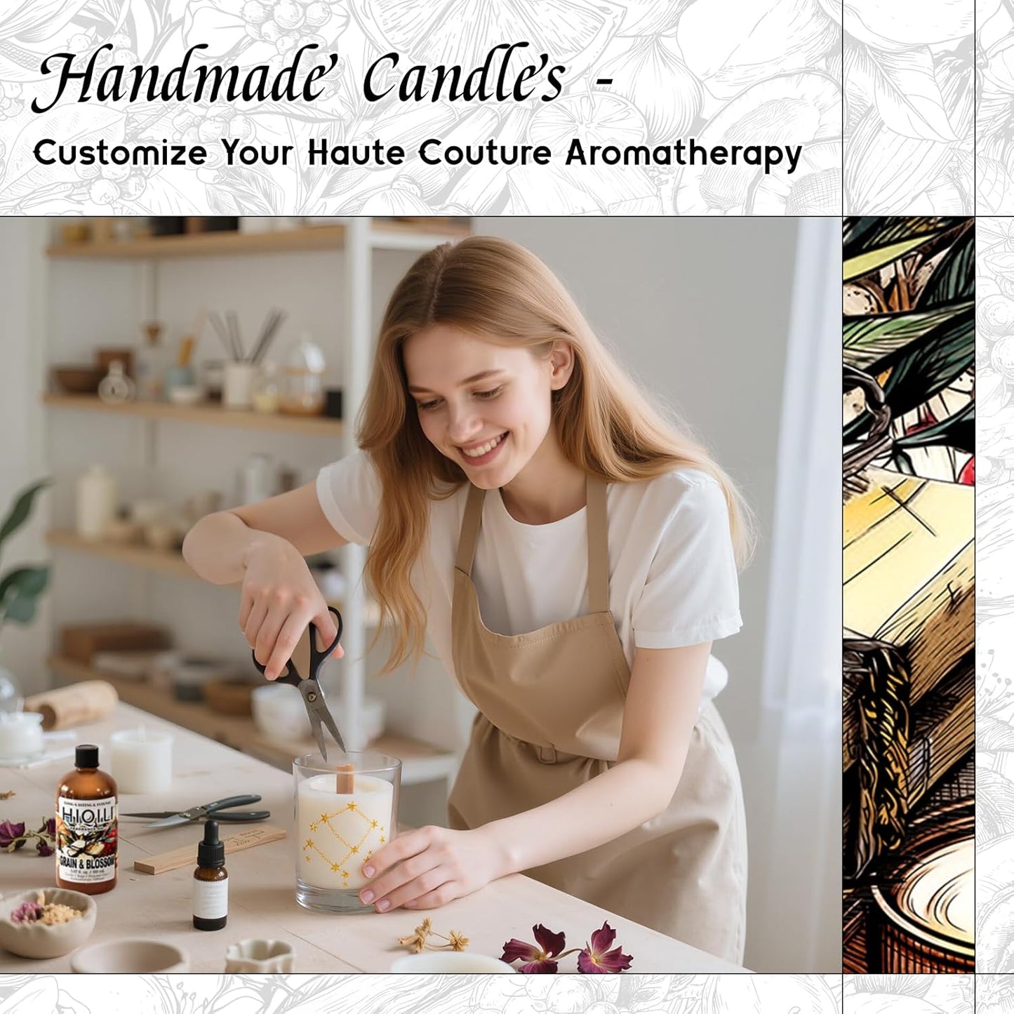 HIQILI Grain & Blossom Fragrance Oil for Diffuser, Candle, Solid Perfume Making, Fresh Floral Scents, Body & Skin Care - 5.07 Fl Oz