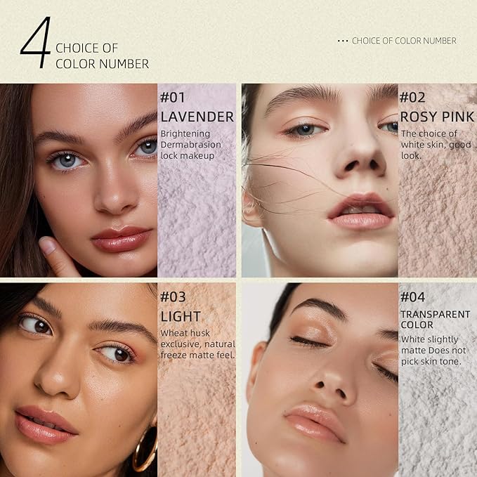 Loose Setting Powder Translucent, Face Matte Finishing Powder Brightener Makeup, Waterproof High-Definition Traceless Long-Lasting Oil Control, polvo traslucido maquillaje para mujer, 04