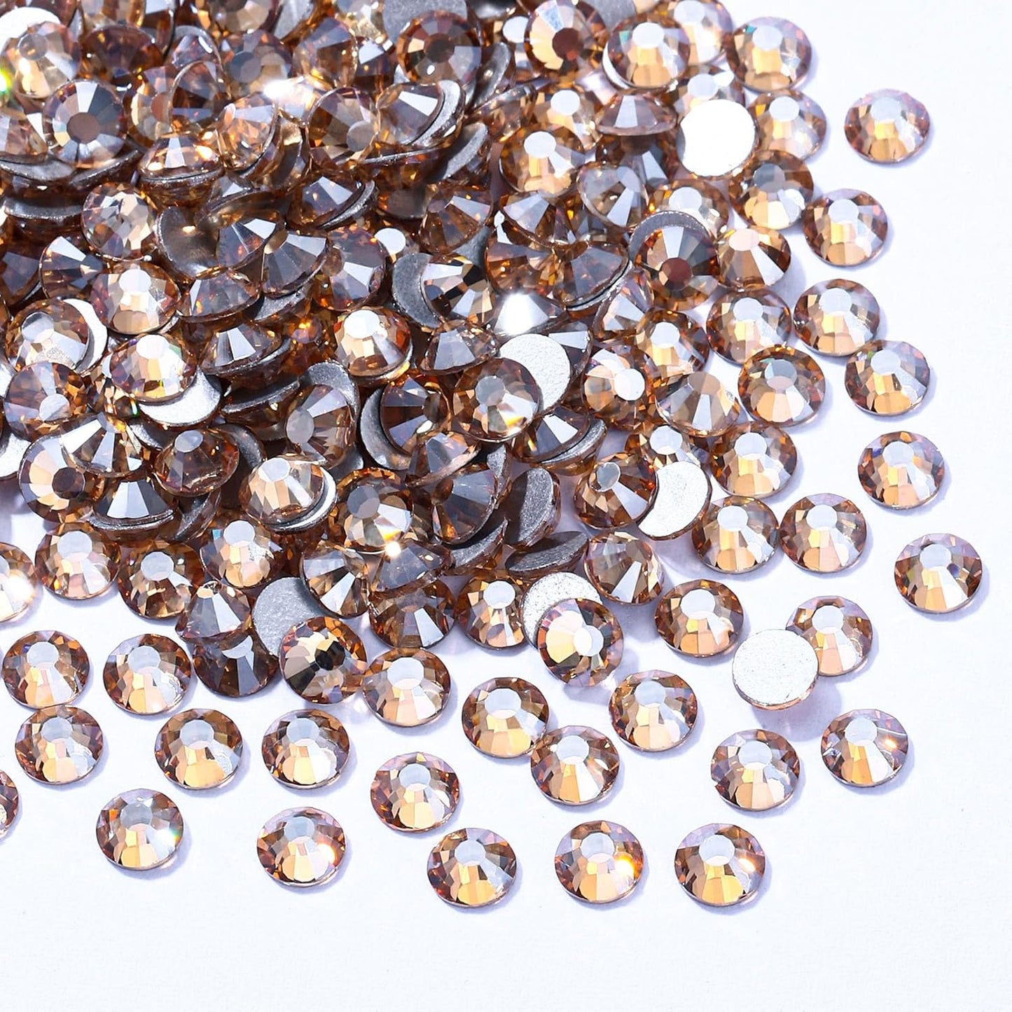 Gold Shadow Flatback Rhinestones, Glass Rhinestones for Nail Art and Craft, Glue Fix, Loose Crystal Gemstones(Gold Shadow, SS4, 1440pcs, 1.5-1.7mm)