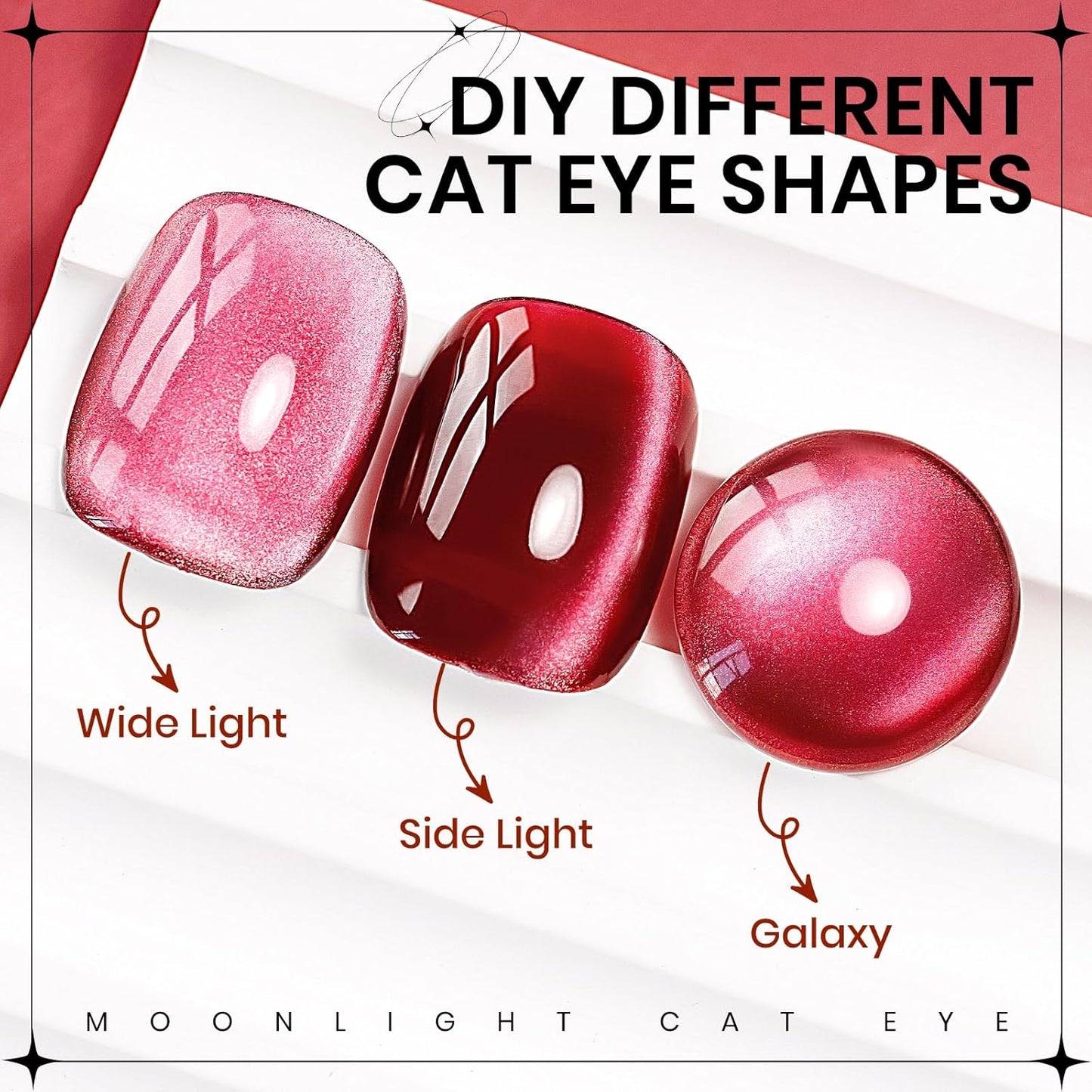 Burgundy Red Cat Eye Gel Nail Polish, 15ml Blood Wine Red Glitter Gel Polish with Magnet Moonlight Translucent Shimmer Magnetic Gel Polish Soak Off U V Gel Salon DIY at Home