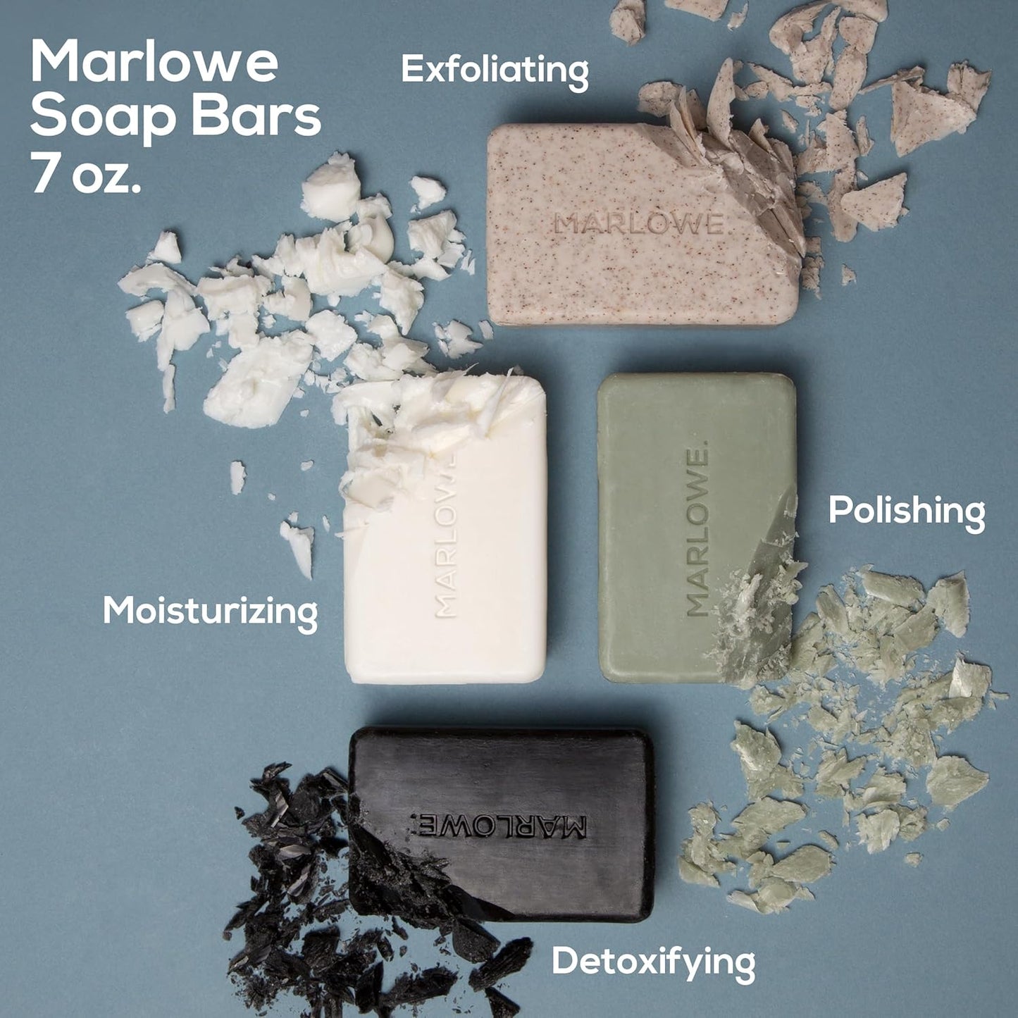 MARLOWE. No. 102 Body Scrub Soap 7 oz (3 Bars), Santal, Exfoliating Soap Bar with Shea Butter, Olive Oil & Green Tea Extracts, Cleanses, Smooths & Revitalizes Skin, Warm Amber, Spice & Citron Scent