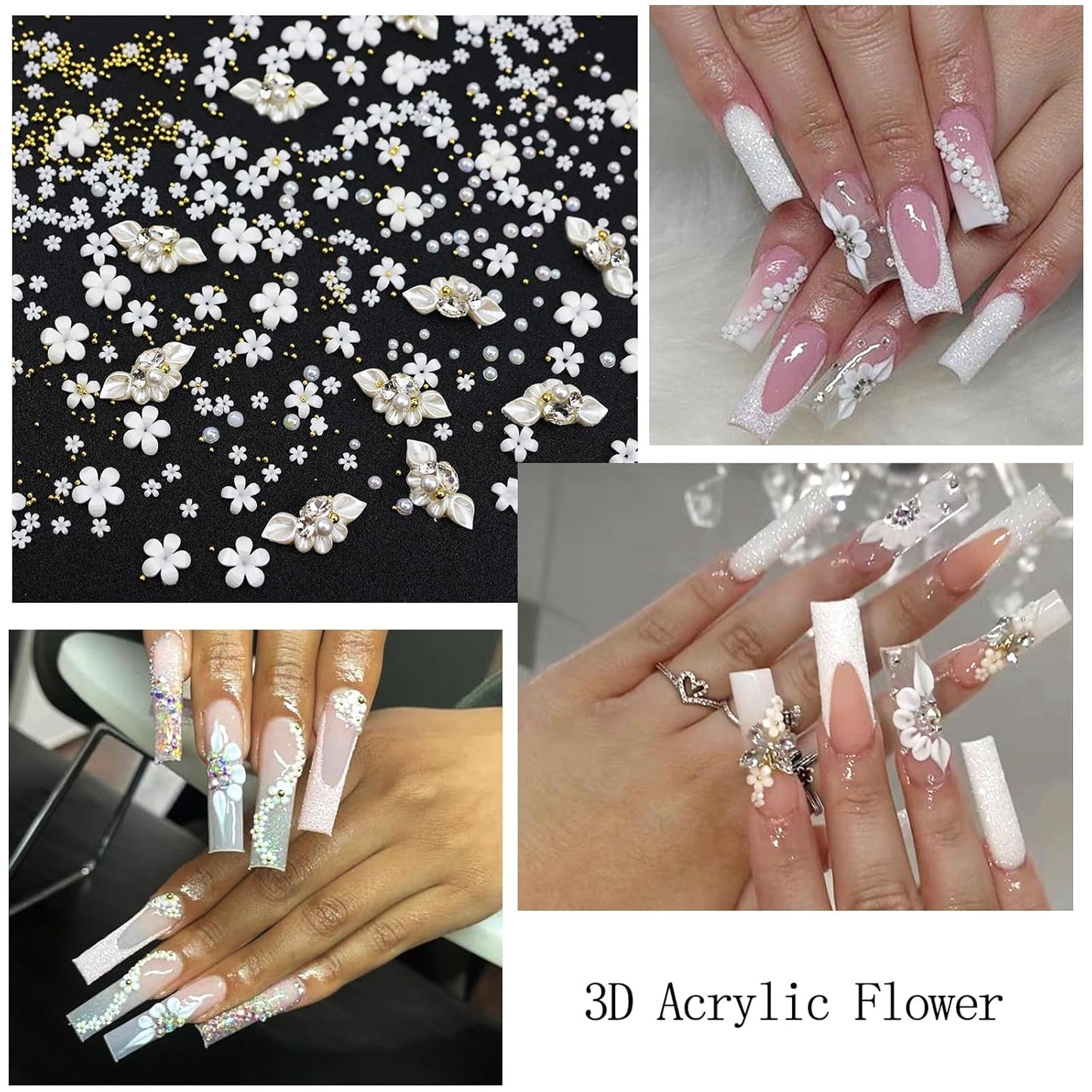 Nail Art Charms with Rhinestones Glue Gel Flatback Pearls Nail Charms Luxurious Nails Supplies Accessories Gold Steel Ball Gems Jewelry Pearls for Women Nails Design