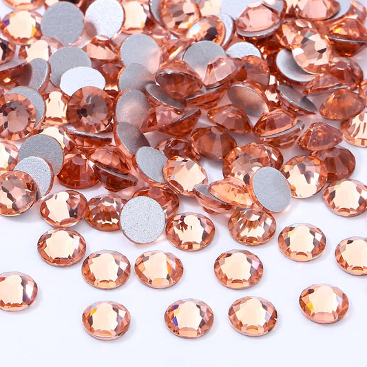 Champagne Flatback Rhinestones, Glass Rhinestones for Nail Art and Craft, Glue Fix, Loose Crystal Gemstones(Champagne, SS30, 576pcs, 6.4-6.6mm)