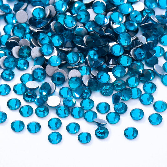 Malachite Blue Flatback Rhinestones, Glass Rhinestones for Nail Art and Craft, Glue Fix, Loose Crystal Gemstones(Malachite Blue, SS4, 2880pcs, 1.5-1.7mm)