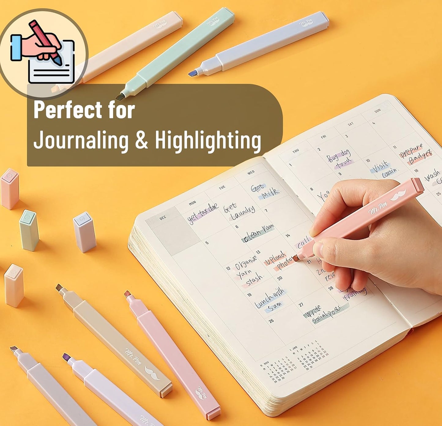 Mr. Pen- Aesthetic Highlighters, 16 pcs, Chisel Tip, Morandi Colors, No Bleed Bible Highlighter Pastel, Assorted Colors, Cute, Back to School Supplies