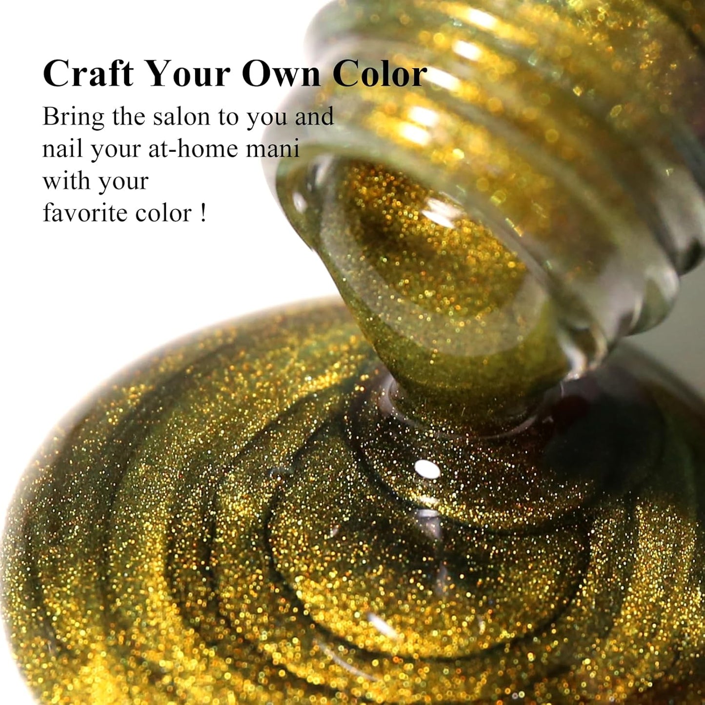 Imtiti Smile Gold Green Color Gel Nail Polish, 0.5fl oz Dopamine Cat Eye Spring Summer UV Nail Polish with Magnetic Stick, 15ML