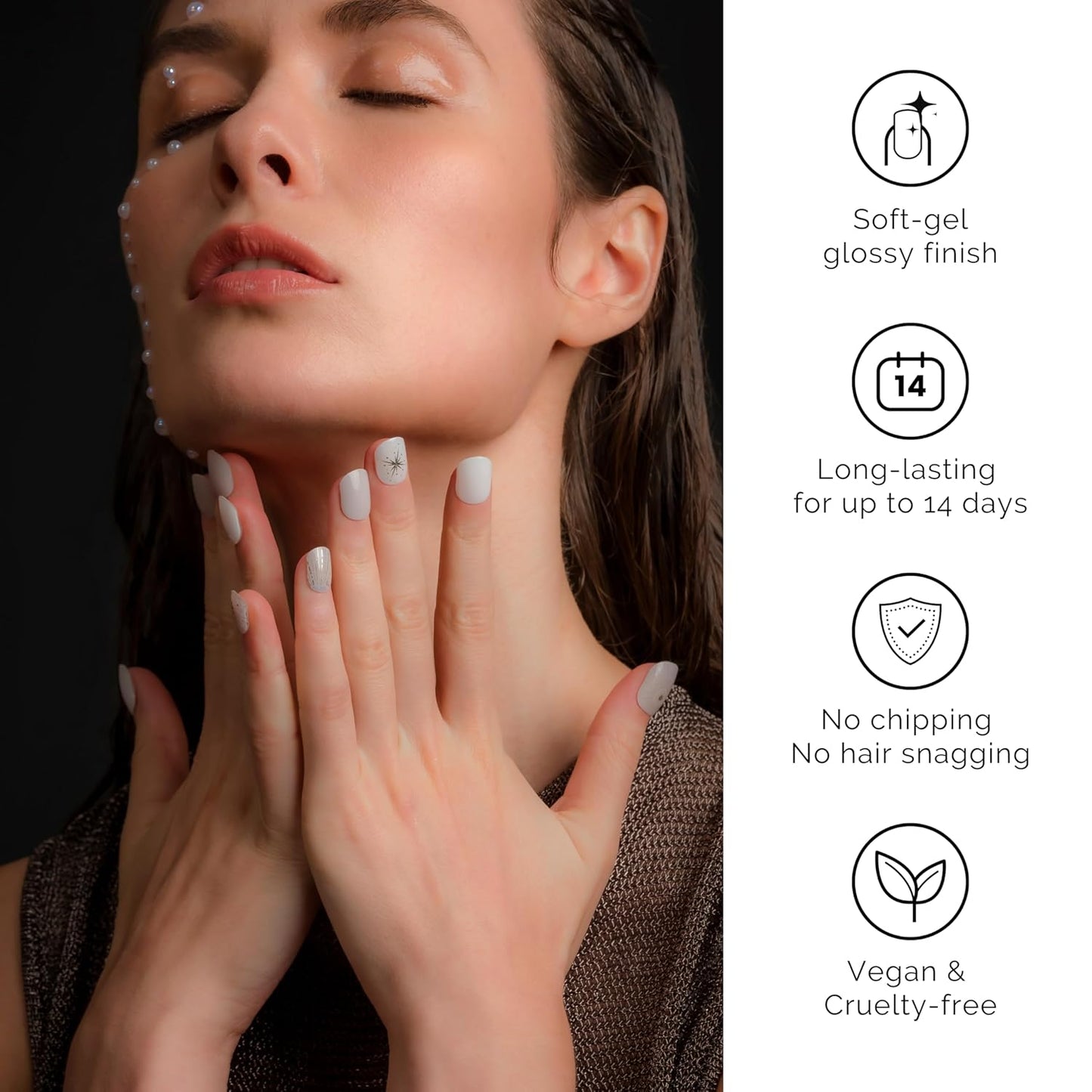 NAILOG Semi Cured Gel Nail Strips 34 pcs| Buy 2 Get 1 UV Lamp | Long Lasting Nail Polish Sticker Wraps with Glossy Gel Finish, Astria