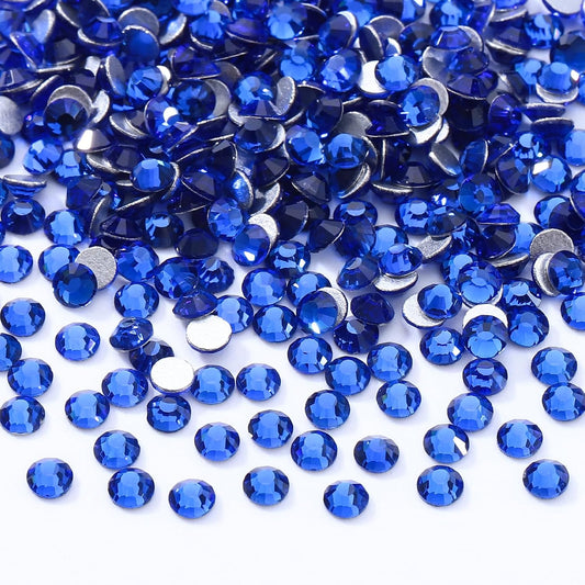 Sapphire Flatback Rhinestones, Glass Rhinestones for Nail Art and Craft, Glue Fix, Loose Crystal Gemstones(Blue, SS4, 2880pcs, 1.5-1.7mm)