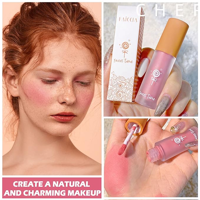 Liquid Blush Cream Blush Soft Matte Blush Liquid Stick for Cheeks Natural Cream Blush Makeup Dewy Face Blush Cosmetics - 02 Pink