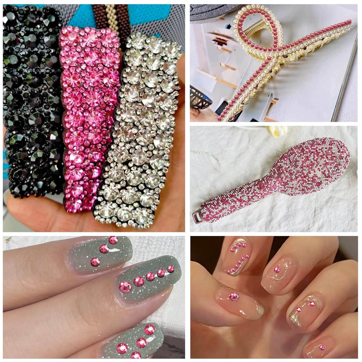 beadsland 1440pcs Flat Back Crystal Rhinestones Round Gems for Nail Art and Craft Glue Fix,Rose(SS16(3.8-4.0mm))