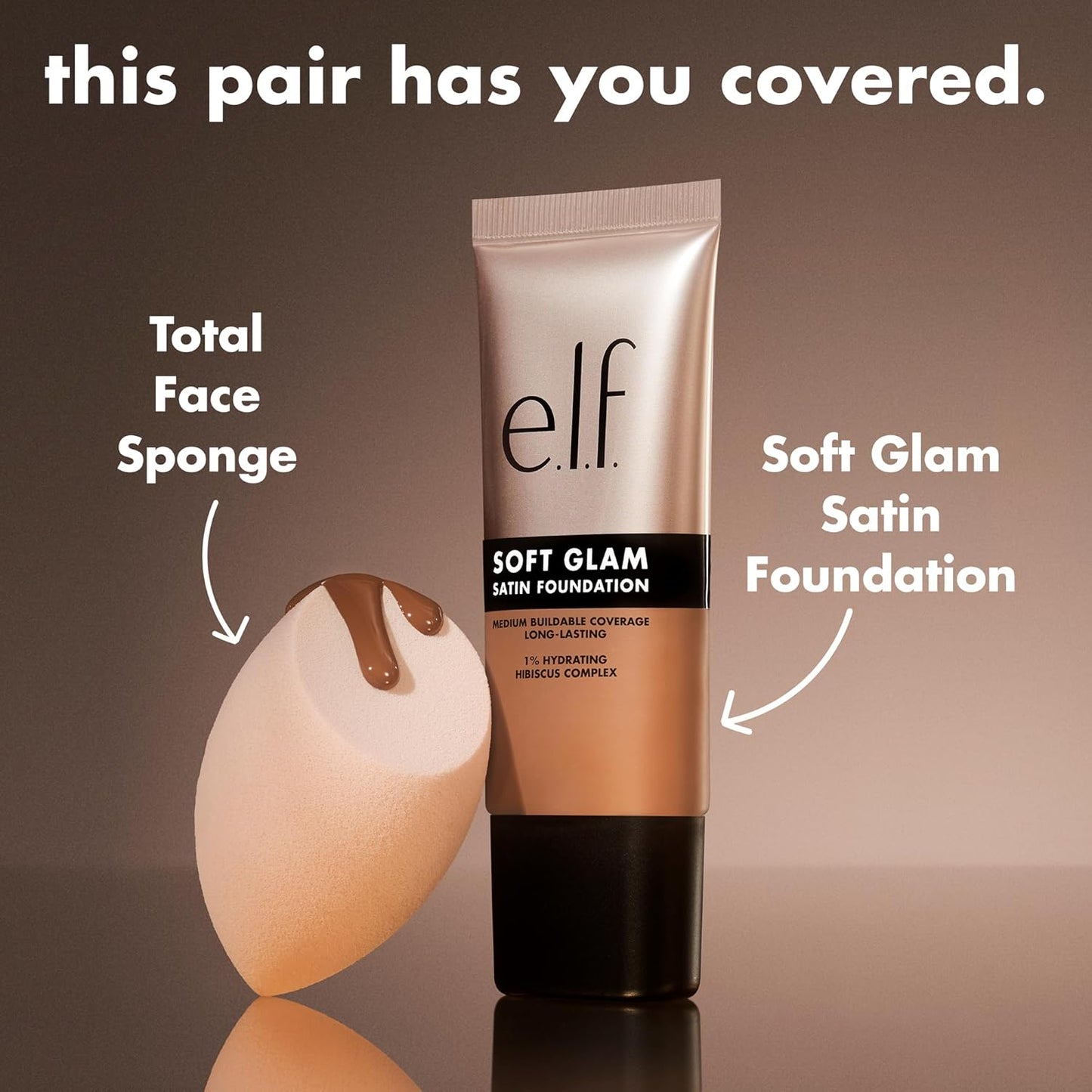 e.l.f. Soft Glam Foundation, Medium Coverage, Long-Lasting & Buildable Foundation For A Smooth, Satin Finish, Vegan & Cruelty-Free, 40 Tan Warm