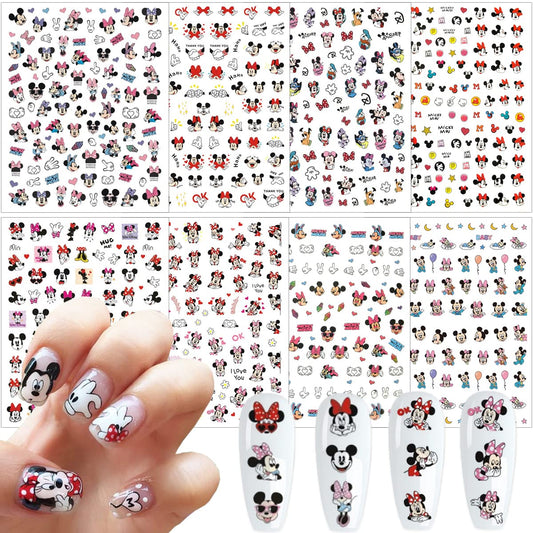 Kawaii Nail Art Stickers 8 Sheets Cute Nail Decals 3D Self Adhesive Mouse Anime Design Cartoon Nail Stickers for Women Girls DIY Cute Manicure Tips Decorations Supplies