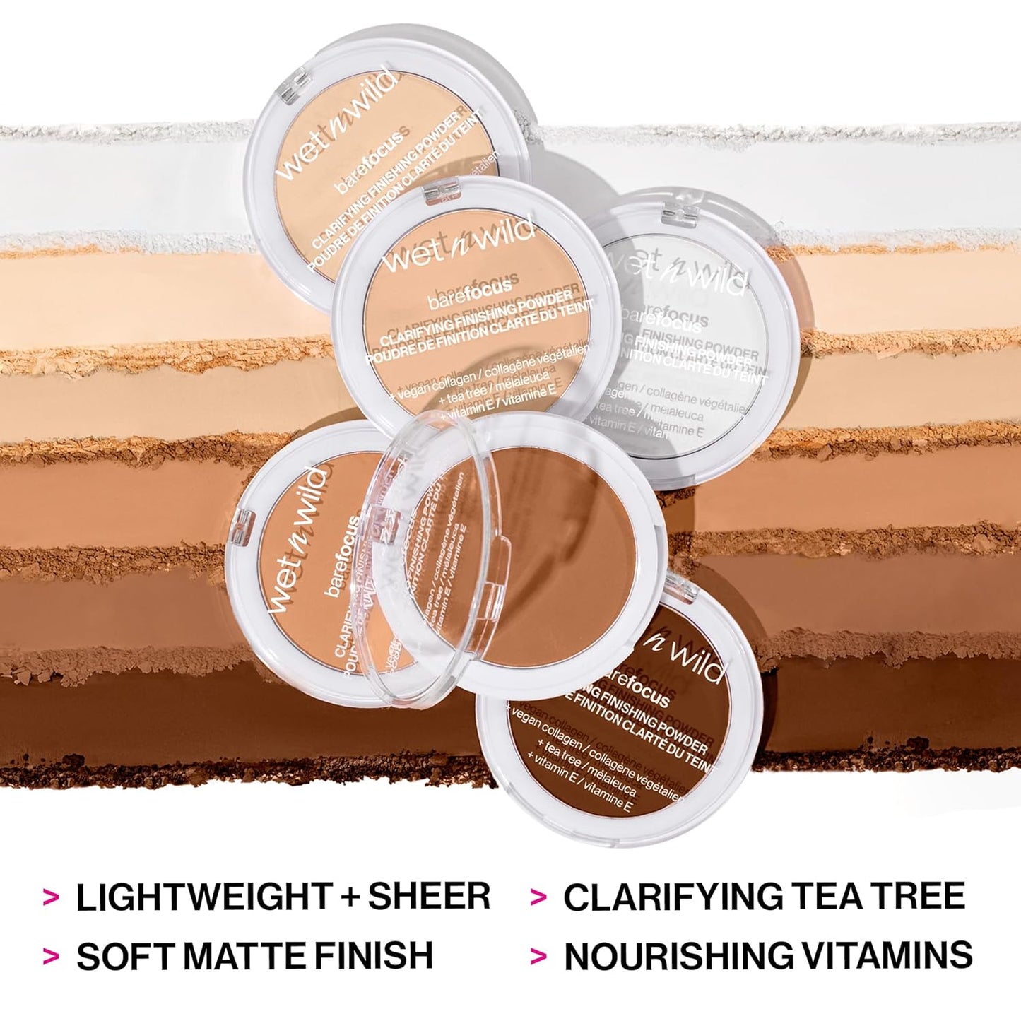 wet n wild Bare Focus Clarifying Finishing Powder Matte Pressed Setting Powder Medium-Tan and Translucent