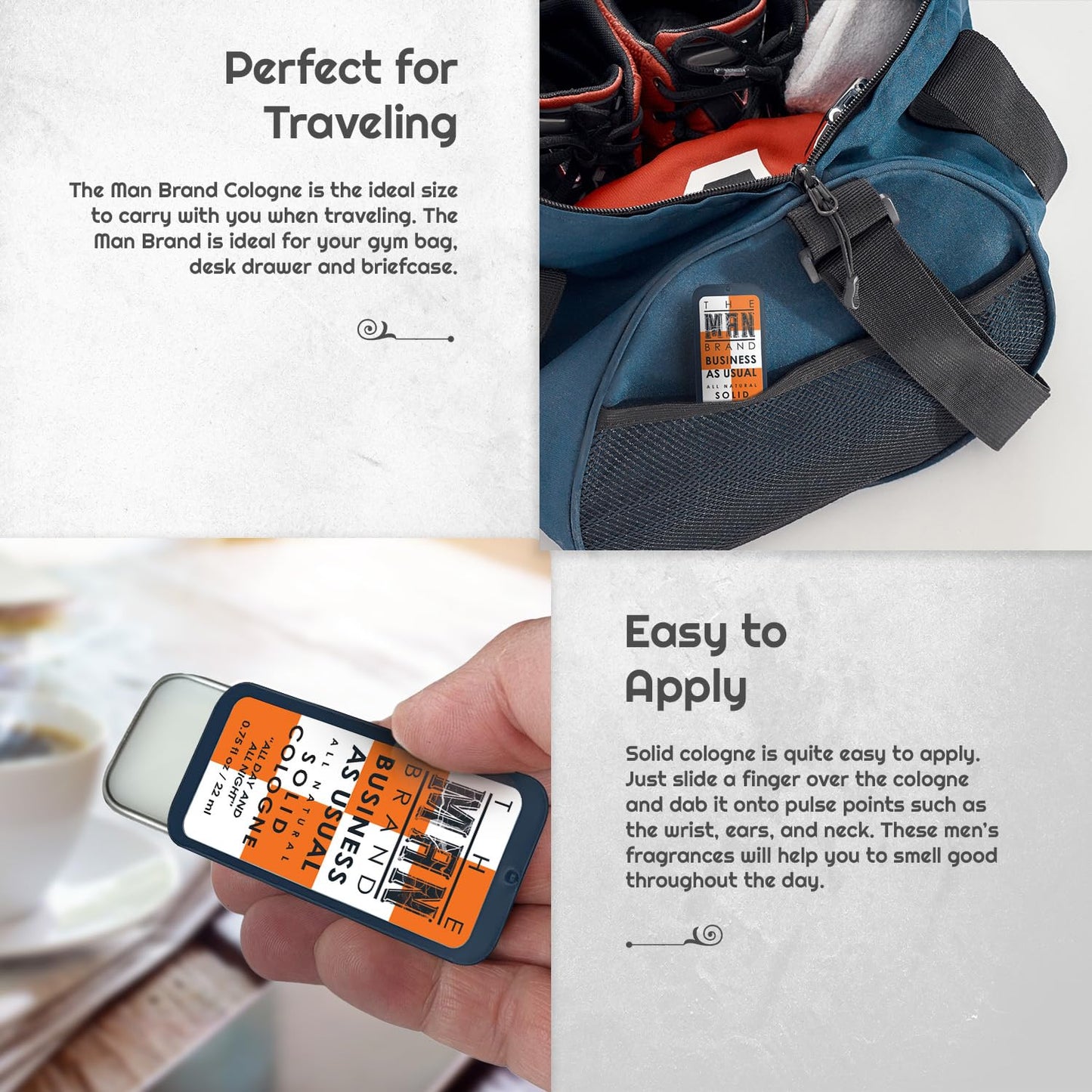 Business As Usual Solid Cologne Balm for men - Natural Men's Cologne - Redefined men's fragrance Wax Cologne, Travel Size Cologne for men - (3/4 oz (Pack of 1), Business As Usual)