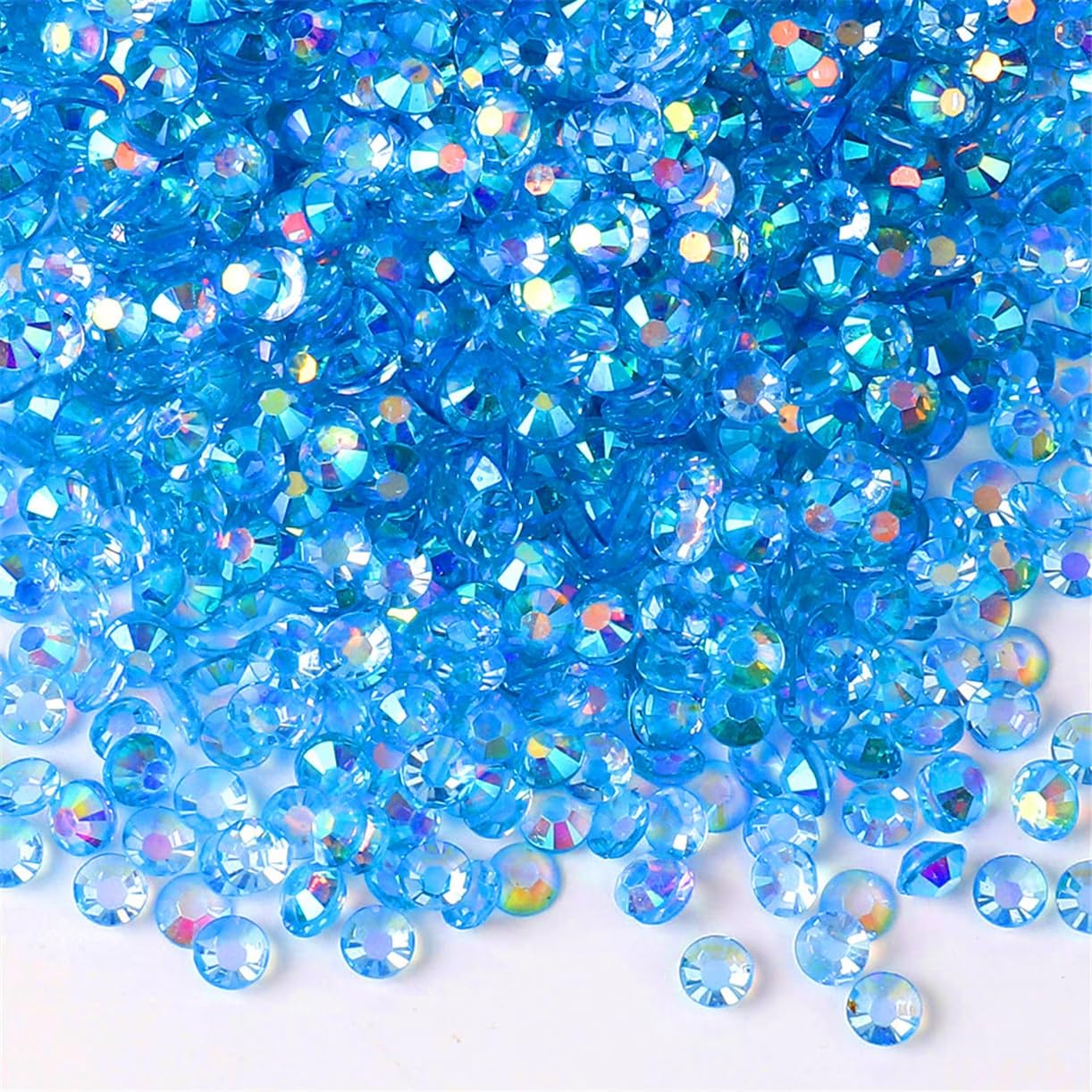 3000 Pieces SS6 2mm Flatback Rhinestones AB Clear Round Gems Crystals for Nail Art DIY Crafts Clothes Shoes Bags （Transparent Peacock Blue AB）