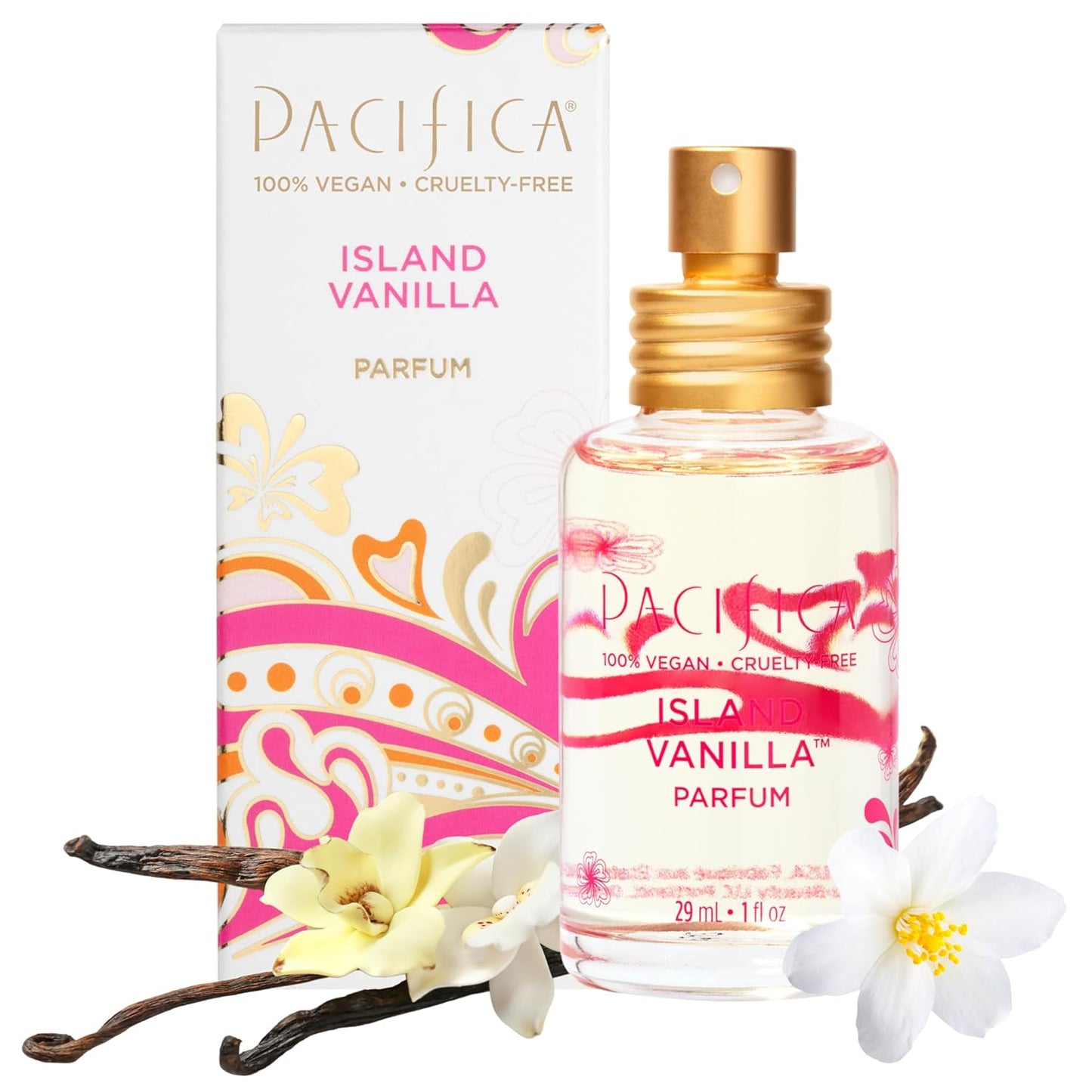 Pacifica Island Vanilla Perfume – Clean Vanilla Fragrance for Women - Warm Tropical Aroma - Long-Lasting Clean Beauty Non Toxic Scent, Vegan & Cruelty-Free, 1 oz Travel-Friendly Spray