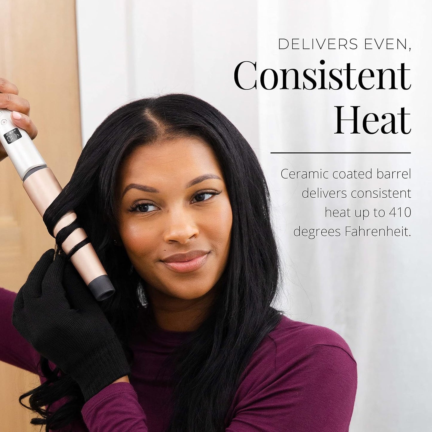 REMINGTON SHINE THERAPY Curling Wand, Infused with Argan Oil & Keratin, 1-1 ½ Inch Tapered Curling Iron for Tousled Waves, includes Heat Glove